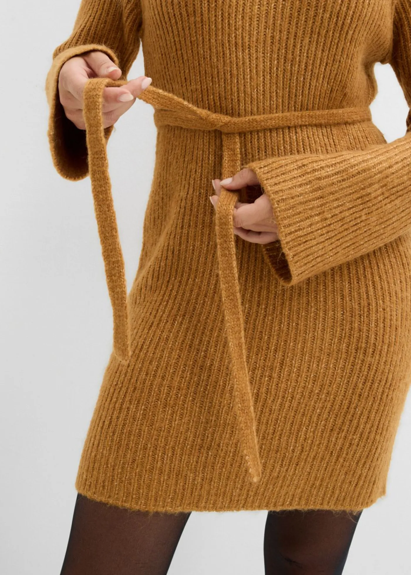 Clearance Vestido corto de punto acanalado con cuello vuelto Mujer Vestidos|Ropa De Punto