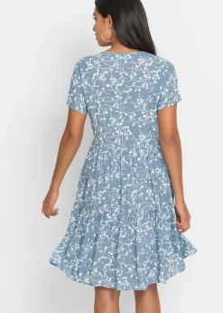 Sale Vestido corto de viscosa fluida Mujer Vestidos|Novedades