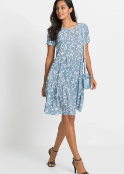 Sale Vestido corto de viscosa fluida Mujer Vestidos|Novedades