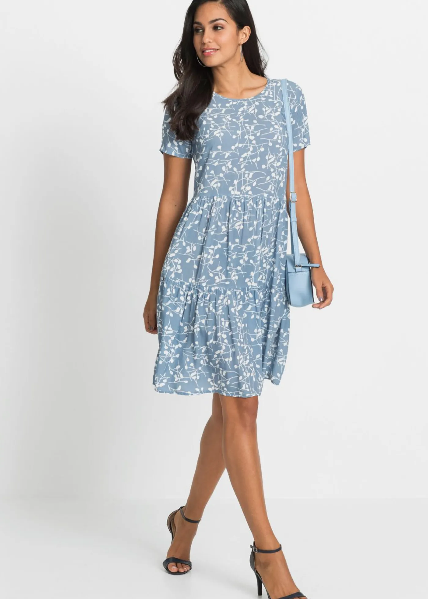 Sale Vestido corto de viscosa fluida Mujer Vestidos|Novedades