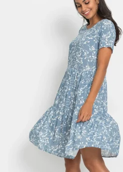Sale Vestido corto de viscosa fluida Mujer Vestidos|Novedades