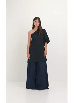 Vestido de algodón con un hombro al descubierto Mujer Vestidos