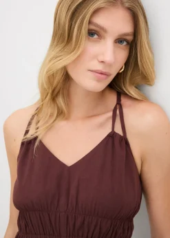 Outlet Vestido de algodón orgánico puro con tirantes Mujer Vestidos
