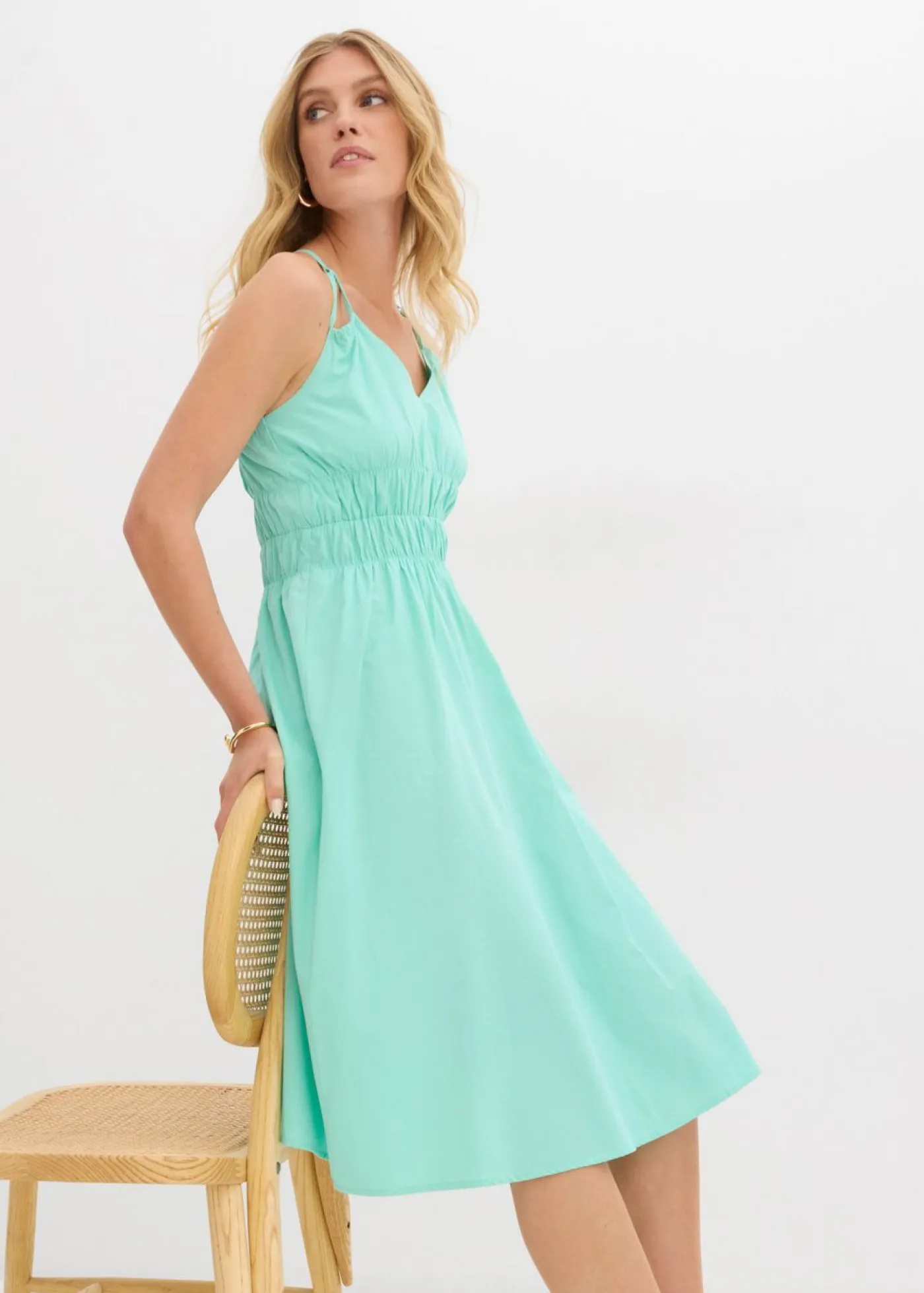 Best Vestido de algodón orgánico puro con tirantes Mujer Vestidos