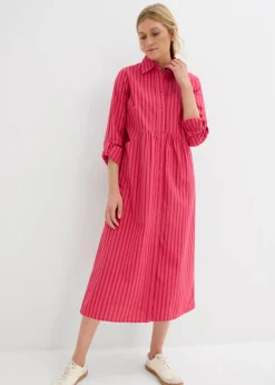 Sale Vestido de algodón puro con cuello de camisa Mujer Vestidos|Novedades