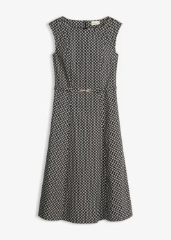 Online Vestido de bengalina con cinturón (2 piezas) Mujer Vestidos|Novedades
