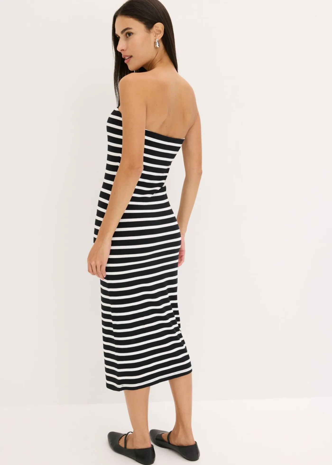 New Vestido de canalé tipo bandeau Mujer Vestidos