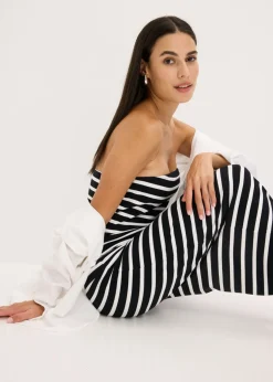 New Vestido de canalé tipo bandeau Mujer Vestidos
