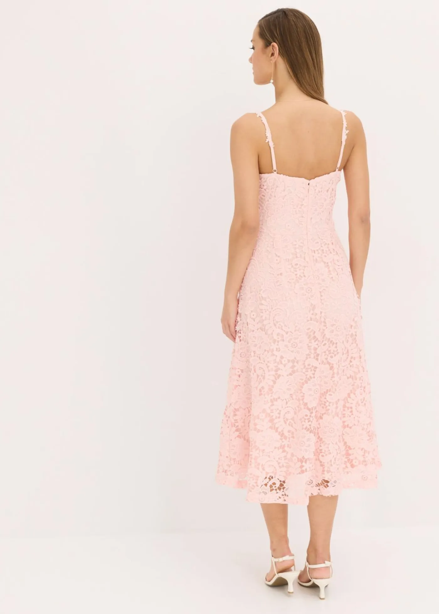 Outlet Vestido de encaje con tirantes decorados Mujer Vestidos|Ropa Elegante