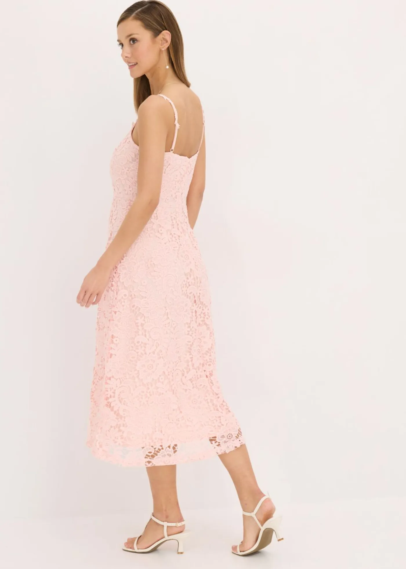 Outlet Vestido de encaje con tirantes decorados Mujer Vestidos|Ropa Elegante