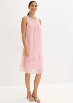 New Vestido de gasa con aplicación de piedras Mujer Vestidos|Novedades