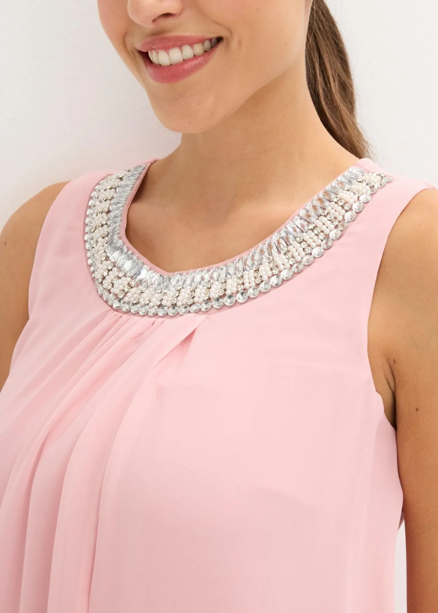 New Vestido de gasa con aplicación de piedras Mujer Vestidos|Novedades