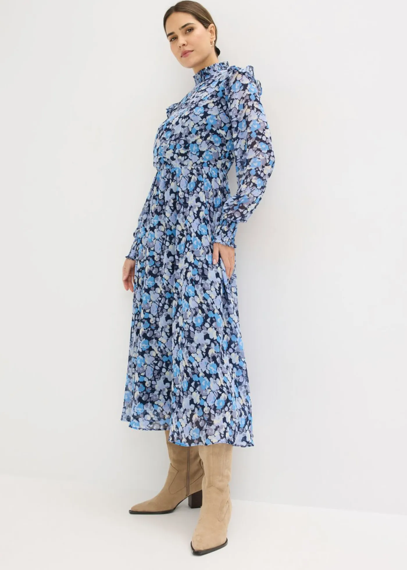 Sale Vestido de gasa con cuello alto Mujer Tallas Pequeñas|Vestidos