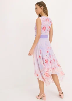 Vestido de gasa con dobladillo asimétrico y cordón Mujer Vestidos|Ropa Elegante