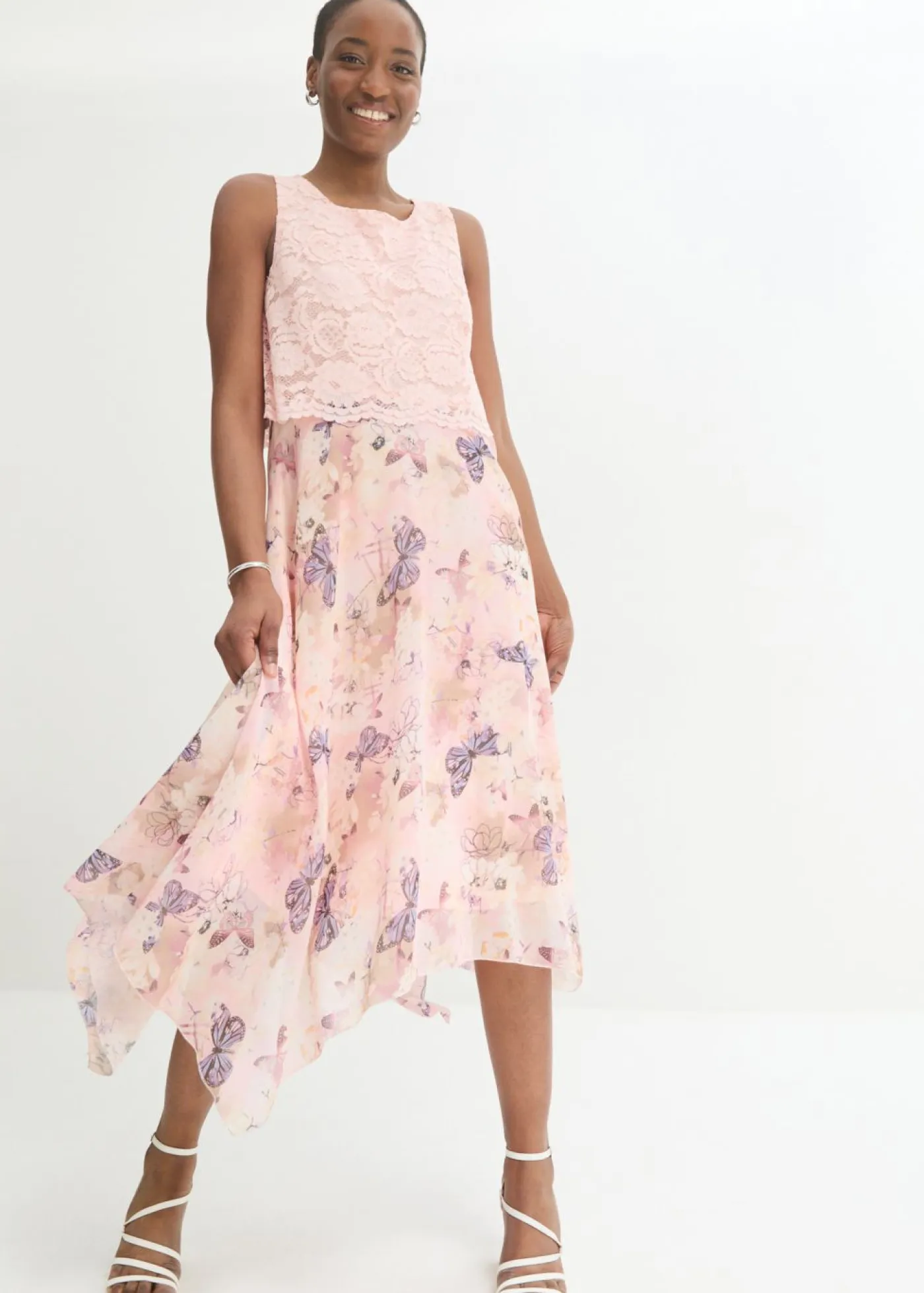 Discount Vestido de gasa con encaje fino Mujer Vestidos|Novedades