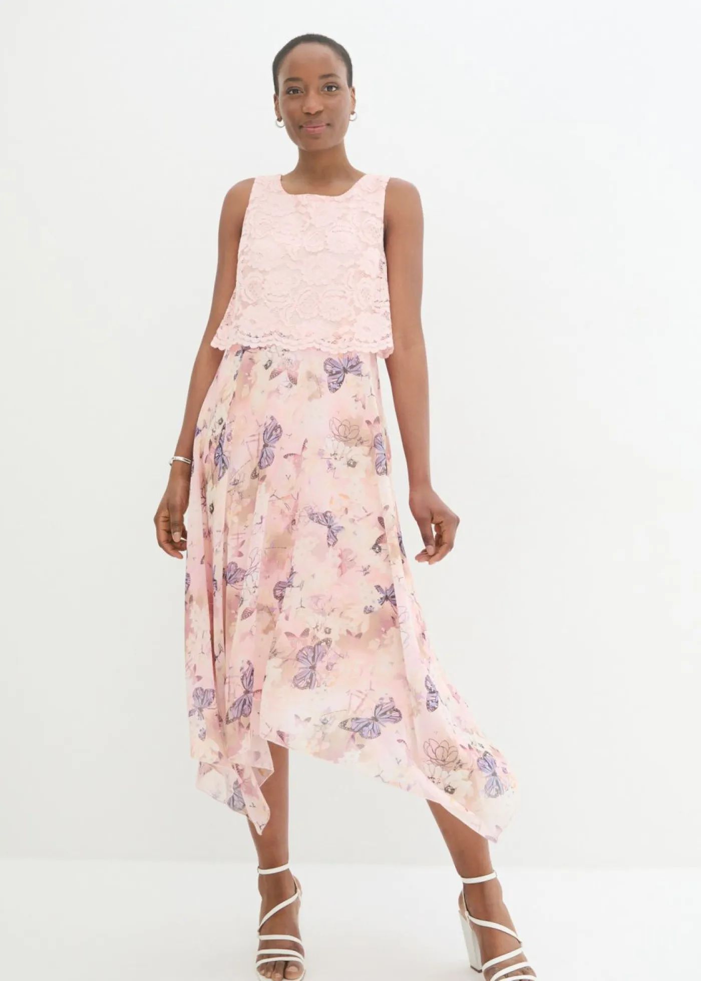 Discount Vestido de gasa con encaje fino Mujer Vestidos|Novedades