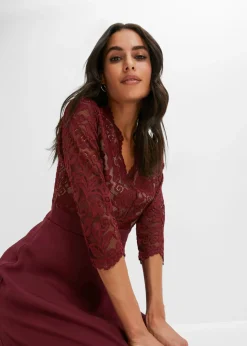 Hot Vestido de gasa con encaje Mujer Vestidos|Ropa Elegante
