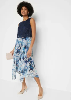 Online Vestido de gasa con encaje fino Mujer Vestidos|Novedades