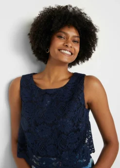 Online Vestido de gasa con encaje fino Mujer Vestidos|Novedades