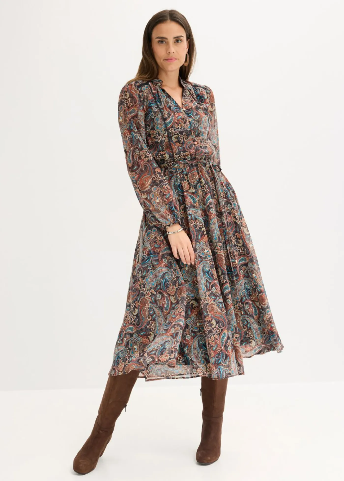 Best Vestido de gasa con patrón de paisley Mujer Vestidos|Tallas Pequeñas
