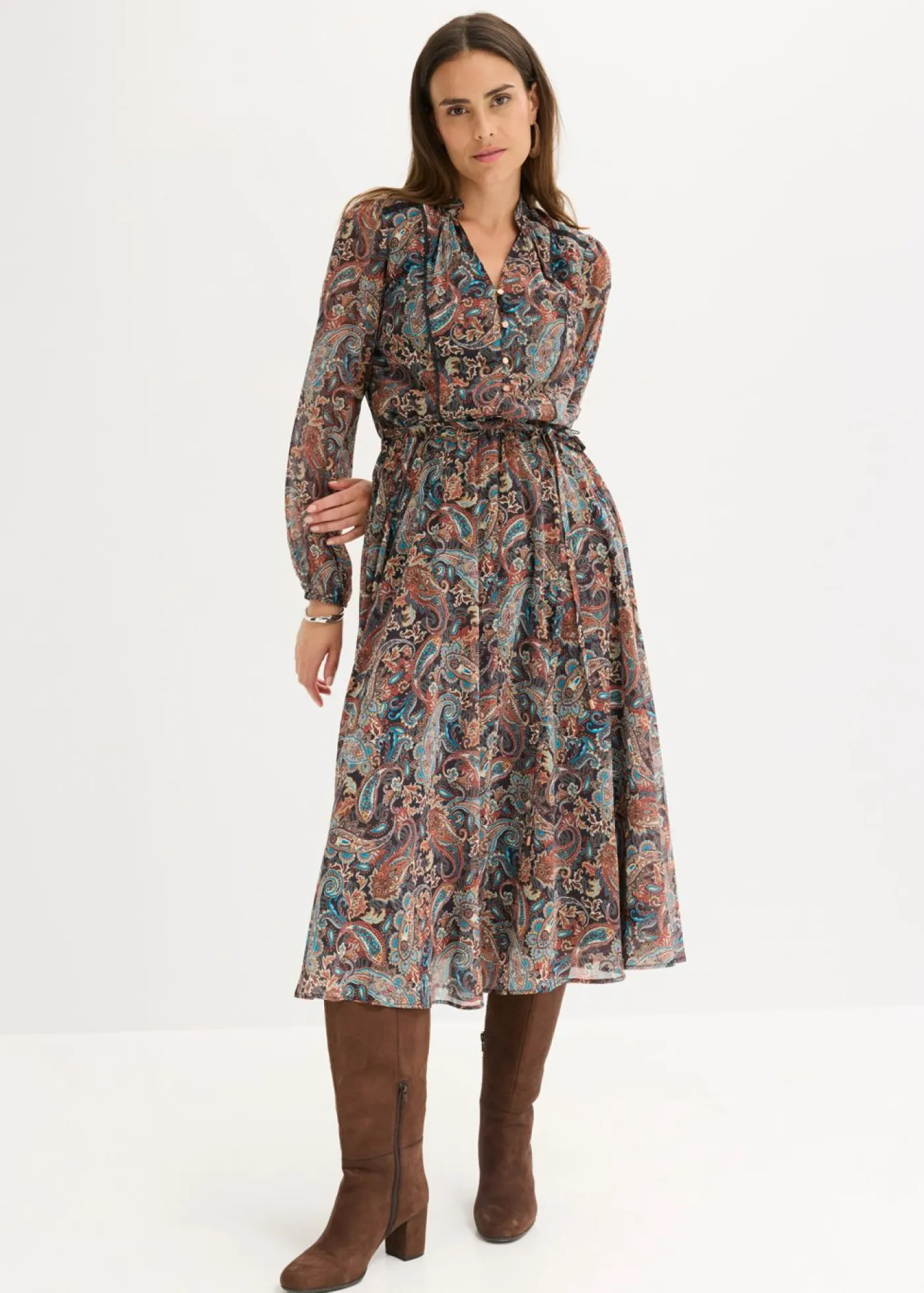 Best Vestido de gasa con patrón de paisley Mujer Vestidos|Tallas Pequeñas