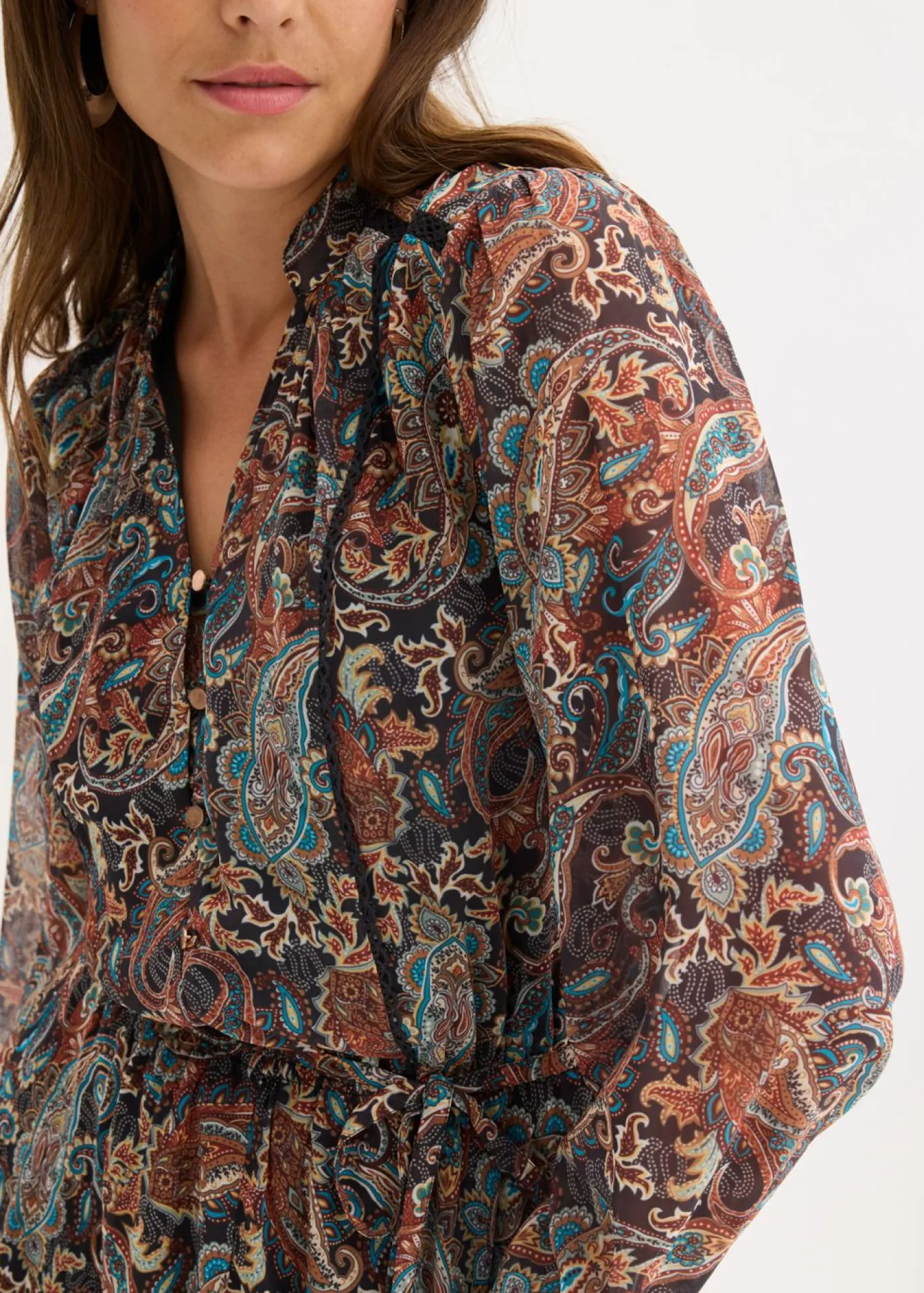 Best Vestido de gasa con patrón de paisley Mujer Vestidos|Tallas Pequeñas