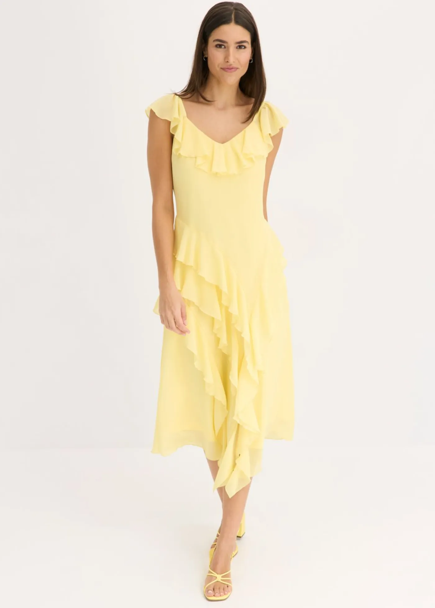 Sale Vestido de gasa con tirantes y volantes Mujer Vestidos|Ropa Elegante
