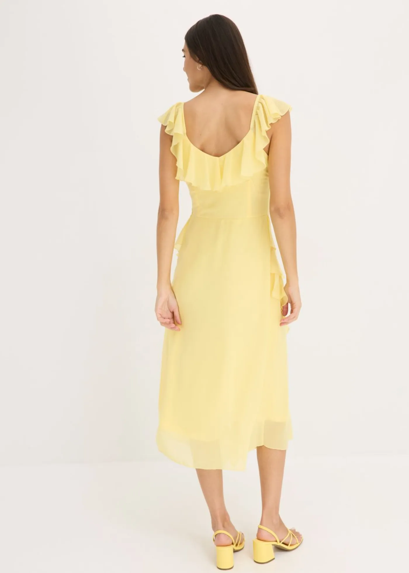 Sale Vestido de gasa con tirantes y volantes Mujer Vestidos|Ropa Elegante