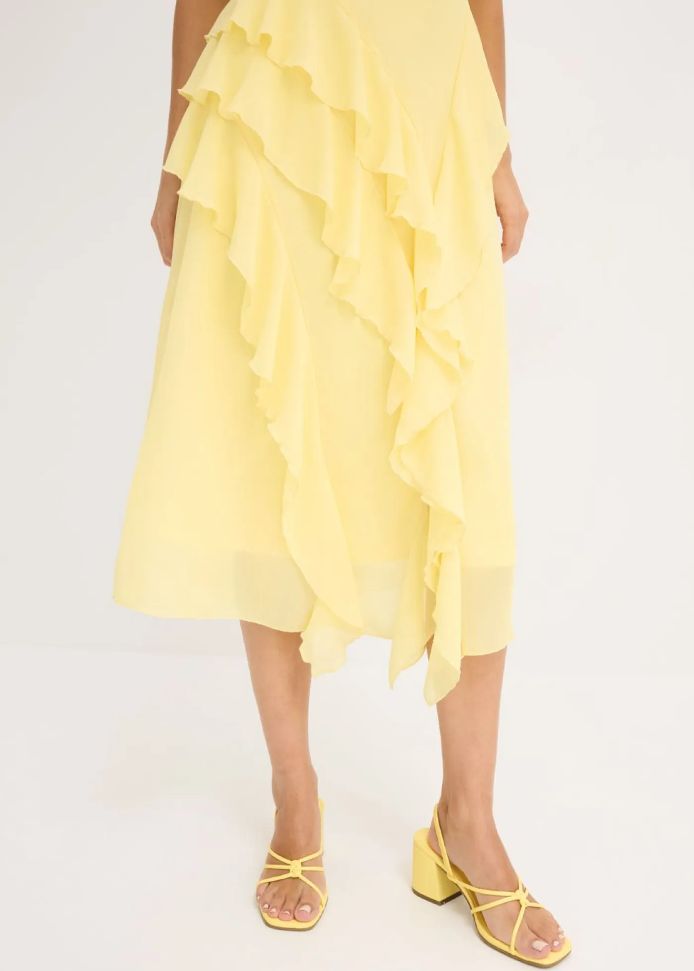 Sale Vestido de gasa con tirantes y volantes Mujer Vestidos|Ropa Elegante