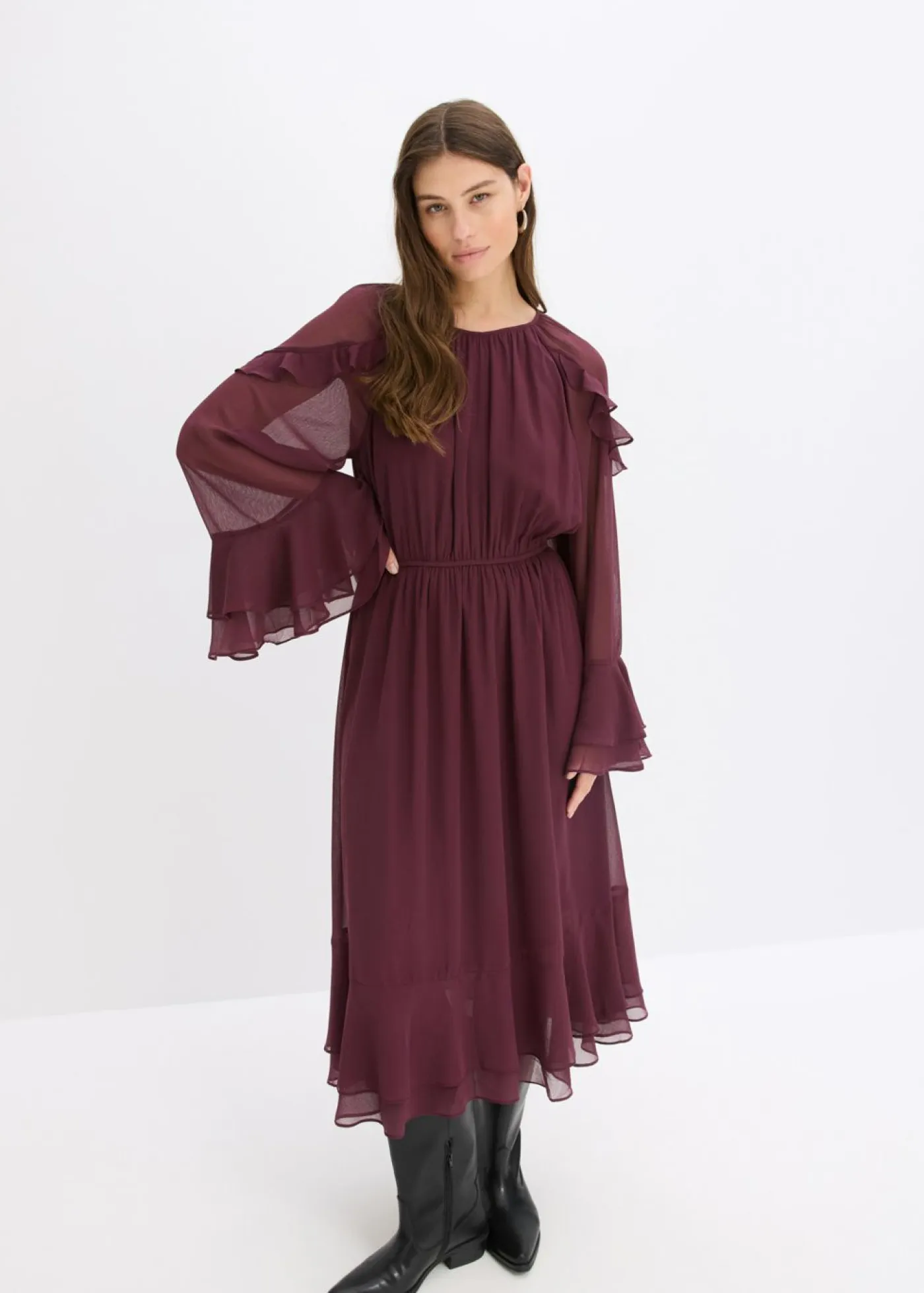 Clearance Vestido de gasa con volantes Mujer Vestidos