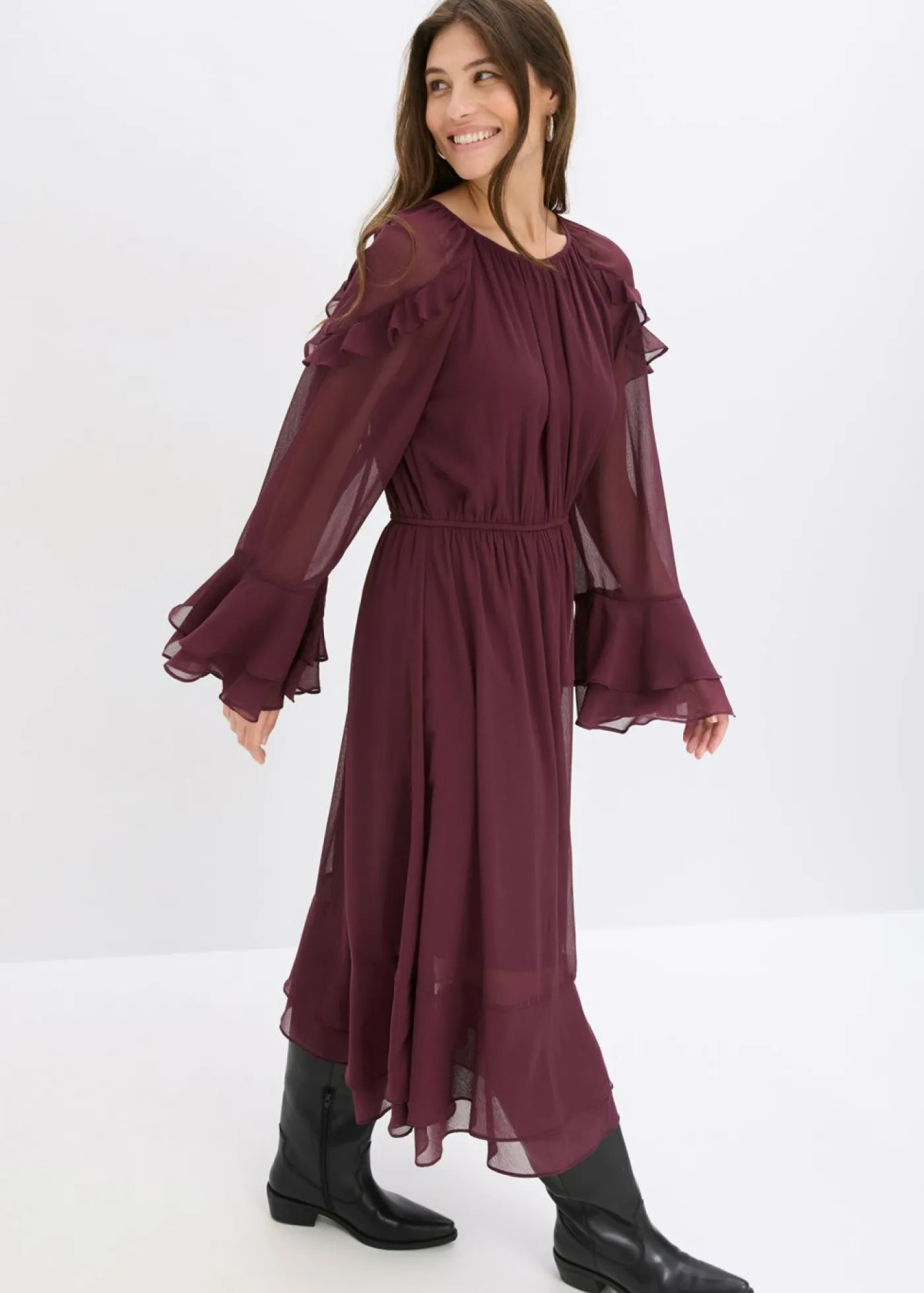 Clearance Vestido de gasa con volantes Mujer Vestidos