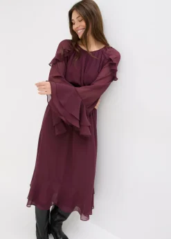 Clearance Vestido de gasa con volantes Mujer Vestidos