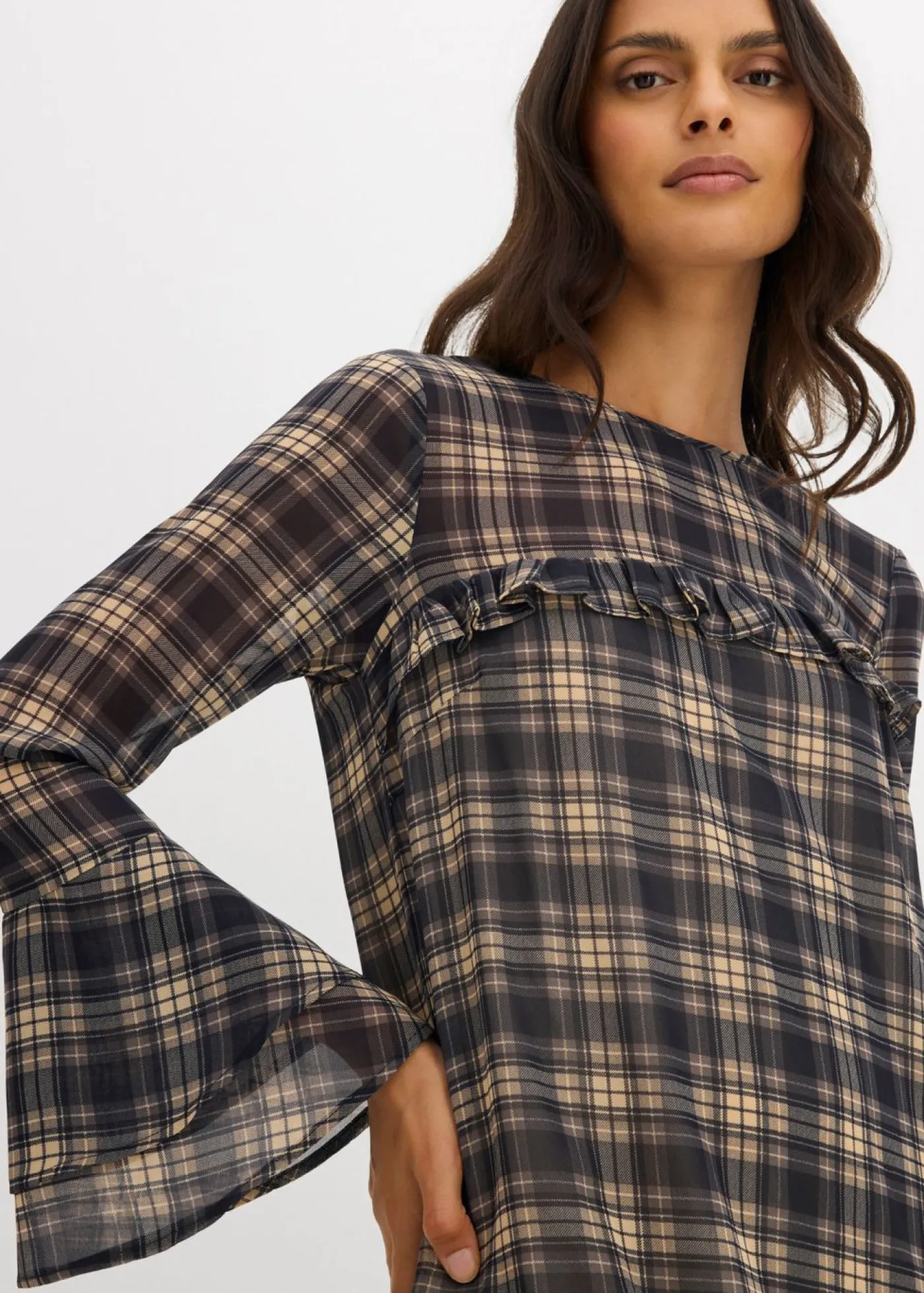 Sale Vestido de gasa con volantes Mujer Vestidos