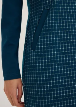 Vestido de jacquard con cuello en contraste Mujer Vestidos