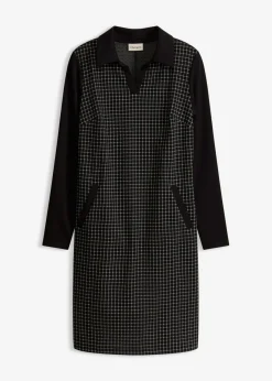 Online Vestido de jacquard con cuello en contraste Mujer Vestidos