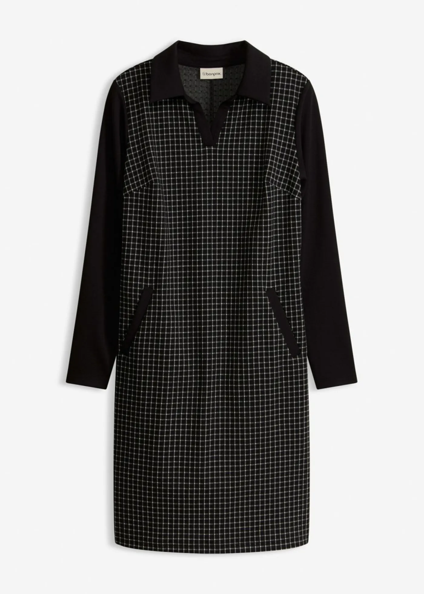 Online Vestido de jacquard con cuello en contraste Mujer Vestidos