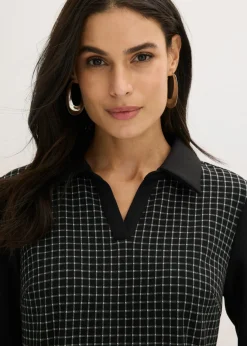 Online Vestido de jacquard con cuello en contraste Mujer Vestidos