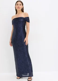 Outlet Vestido de lentejuelas con escote bañera Mujer Vestidos|Ropa Elegante