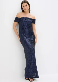 Outlet Vestido de lentejuelas con escote bañera Mujer Vestidos|Ropa Elegante