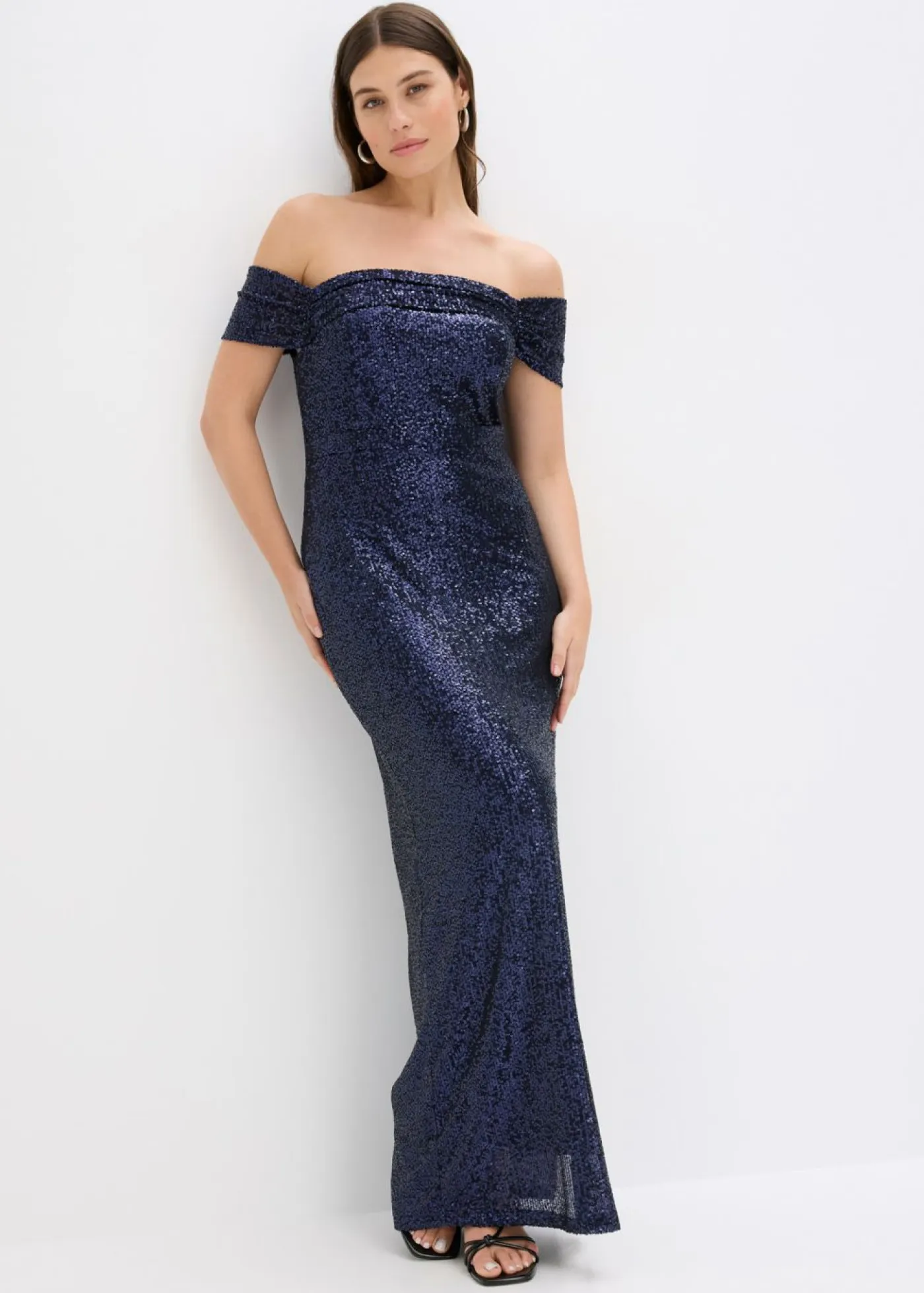 Outlet Vestido de lentejuelas con escote bañera Mujer Vestidos|Ropa Elegante