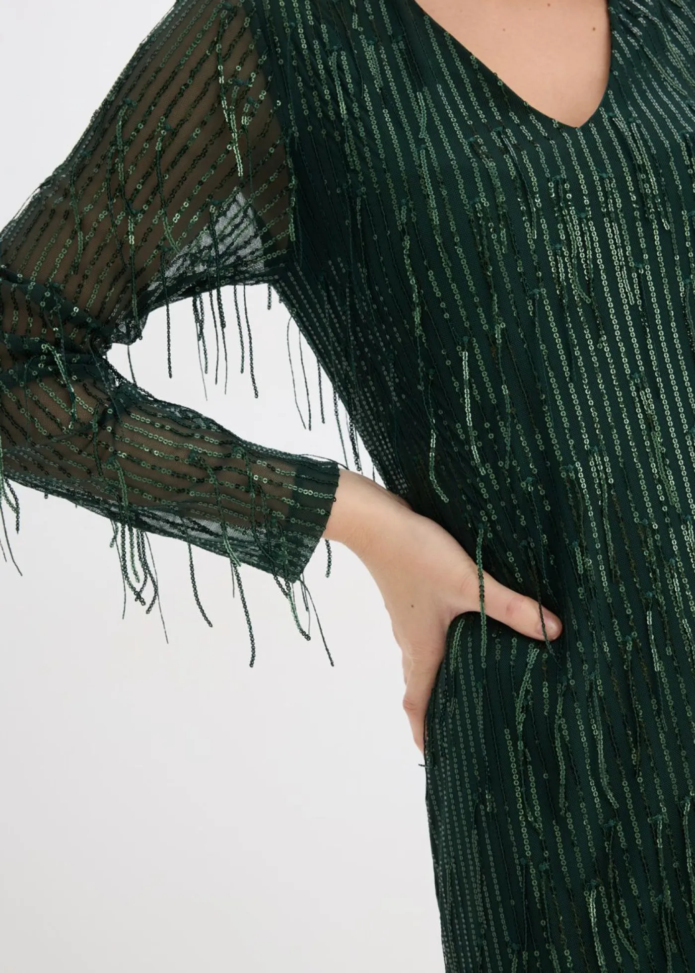 Vestido de lentejuelas con flecos Mujer Vestidos