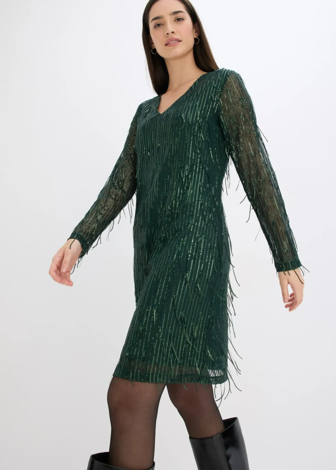 Vestido de lentejuelas con flecos Mujer Vestidos