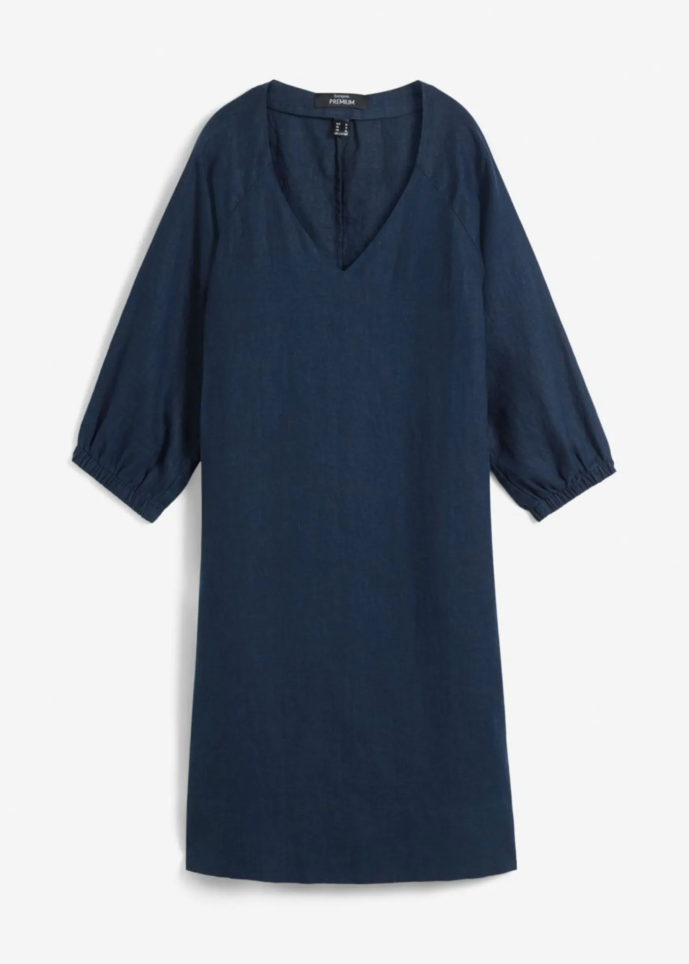 New Vestido de lino puro con mangas 3/4 Mujer Premium|Vestidos