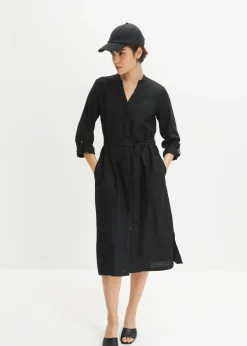 Sale Vestido de mezcla de lino y viscosa con bolsillos Mujer Vestidos|Novedades
