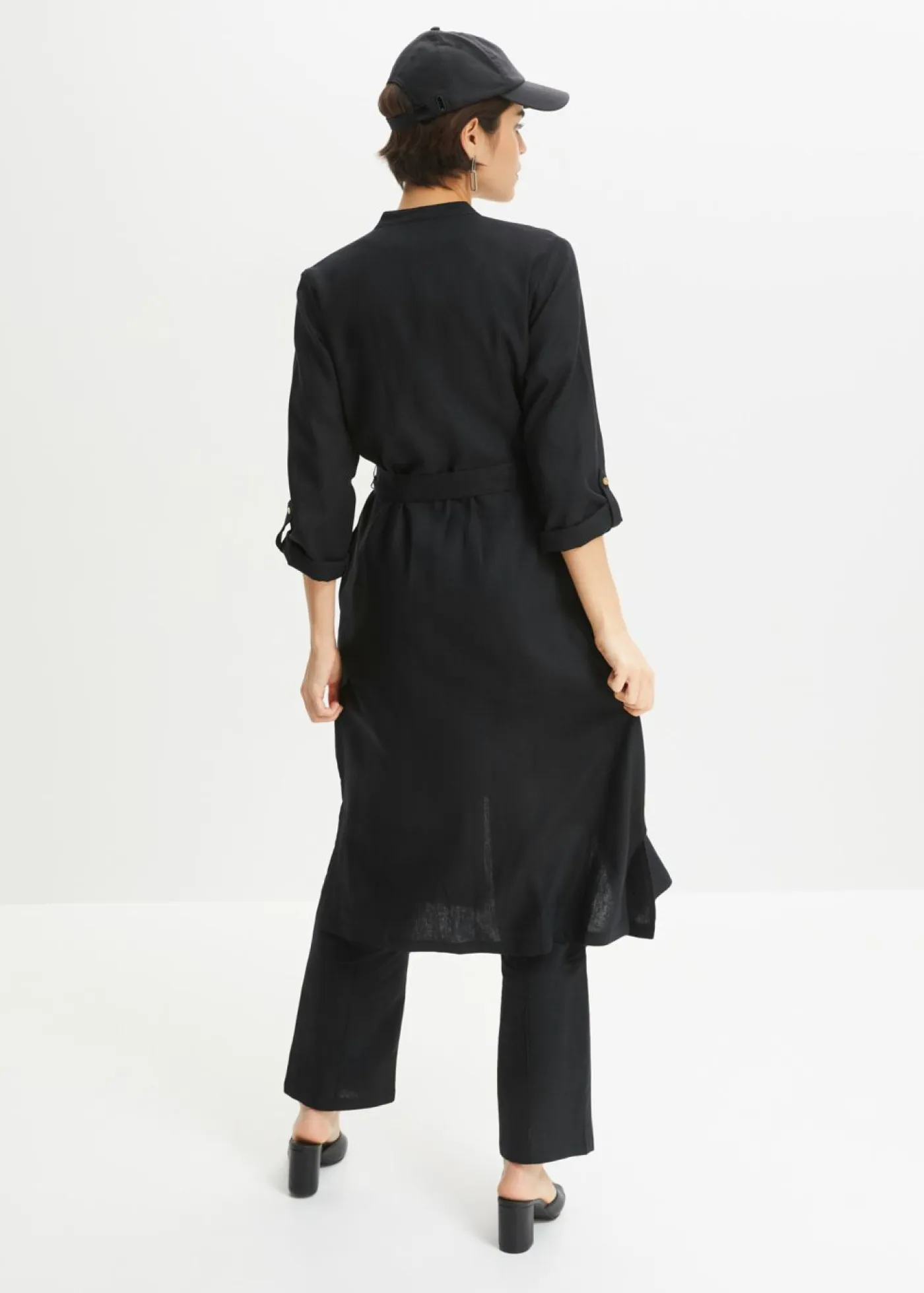 New Vestido de mezcla de lino y viscosa con bolsillos Mujer Vestidos|Novedades