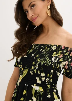 Vestido de mezcla de viscosa suave con escote bañera Mujer Vestidos