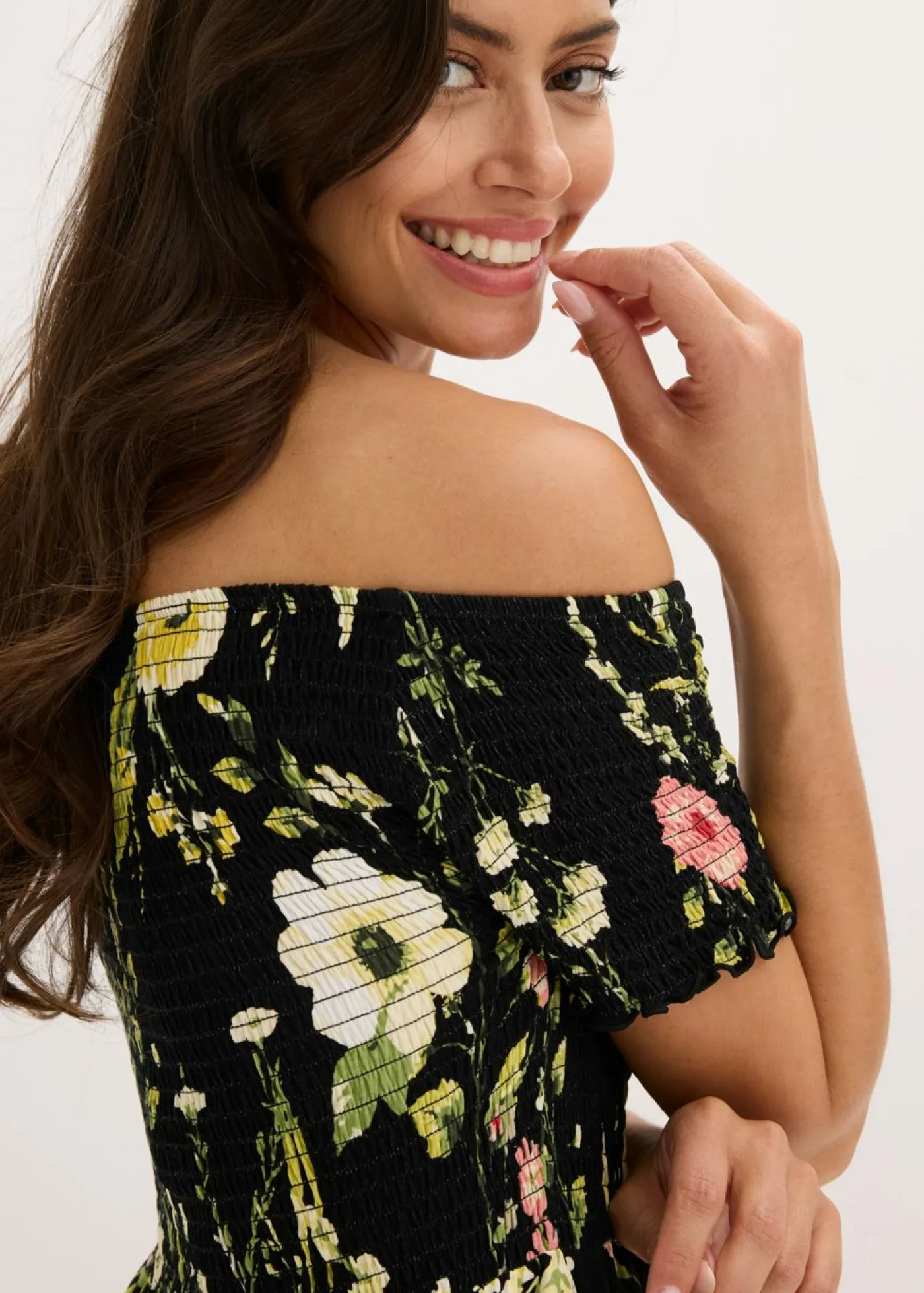 Vestido de mezcla de viscosa suave con escote bañera Mujer Vestidos