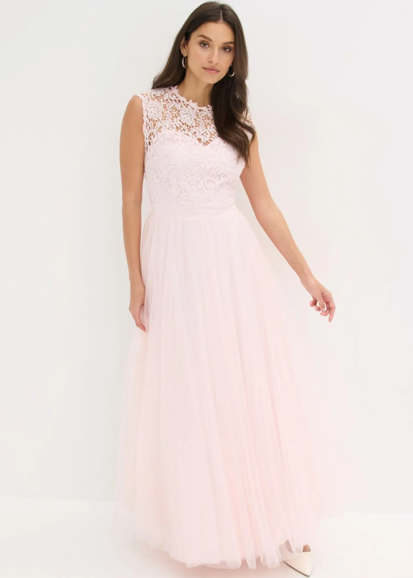 Best Vestido de noche con encaje y falda de tul fino Mujer Vestidos|Ropa Elegante