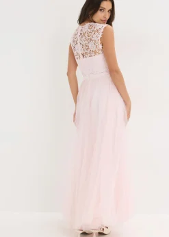 Best Vestido de noche con encaje y falda de tul fino Mujer Vestidos|Ropa Elegante
