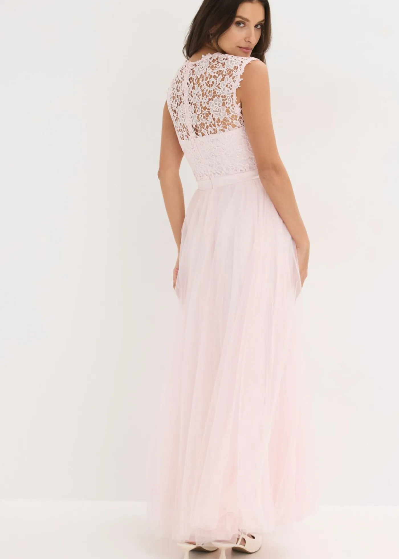 Best Vestido de noche con encaje y falda de tul fino Mujer Vestidos|Ropa Elegante